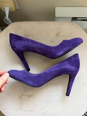 Purple suede pumps